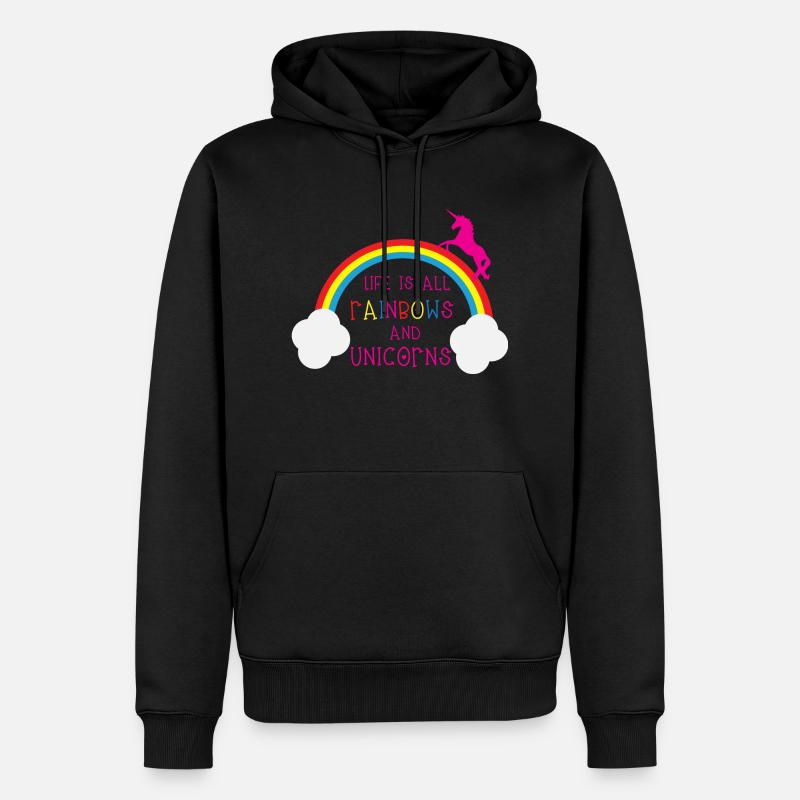 Rainbows & Unicorns - Männer Premium Bio Hoodie - Schwarz