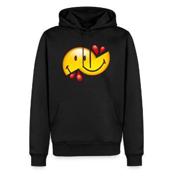 Smiley Glossy Cut in Half - Sweat à capuche Premium bio Homme - noir - Devant - Nico (187cm)