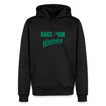 Back Pain Fighter Warrior Funny saying - Men’s Premium Organic Hoodie - black - Front - Nico (187cm)