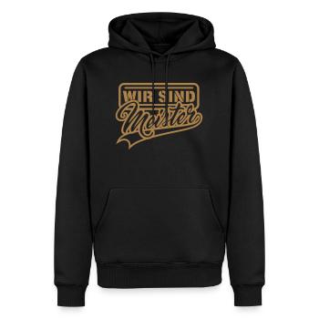 Wir sind Meister (Schriftzug) - Männer Premium Bio Hoodie - Schwarz - Vorne - Nico (187cm)