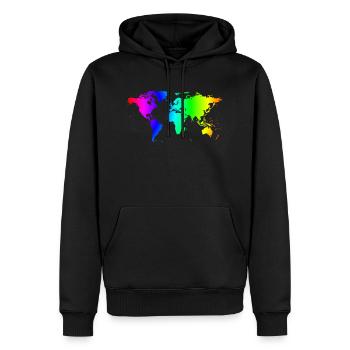 World map colorful - Men’s Premium Organic Hoodie - black - Front - Nico (187cm)