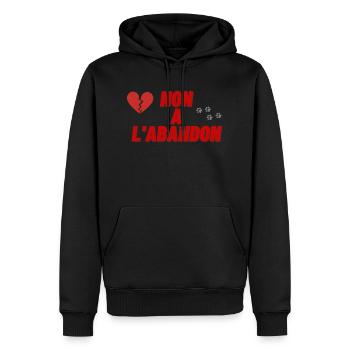 NICHT VERLASSEN - Männer Premium Bio Hoodie - Schwarz - Vorne - Nico (187cm)