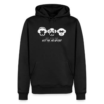 Muniax Monkeys Maske Weiß - Männer Premium Bio Hoodie - Schwarz - Vorne - Nico (187cm)