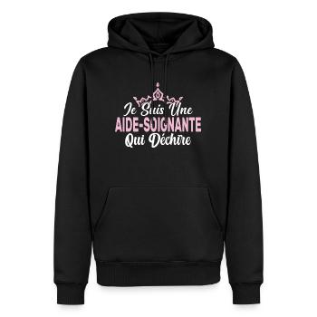 Je Suis Une Aide Soignante Qui Déchire Cadeau - Sweat à capuche Premium bio Homme - noir - Devant - Nico (187cm)