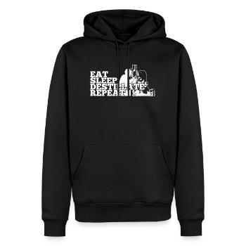 Eat sleep Destillate repeat - Männer Premium Bio Hoodie - Schwarz - Vorne - Nico (187cm)