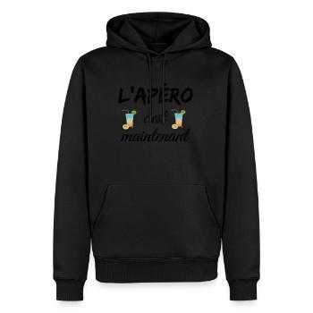 L'apéro c'est maintenant - Sweat à capuche Premium bio Homme - noir - Devant - Nico (187cm)
