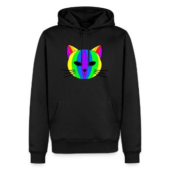 Regenbogen Katze - Männer Premium Bio Hoodie - Schwarz - Vorne - Nico (187cm)