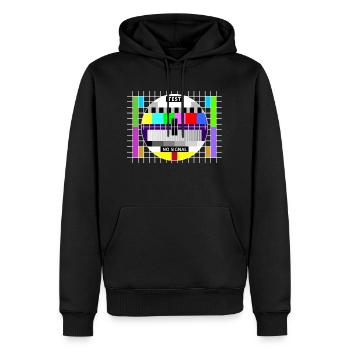 Image test card status no signal screen Display - Sweat à capuche Premium bio Homme - noir - Devant - Nico (187cm)