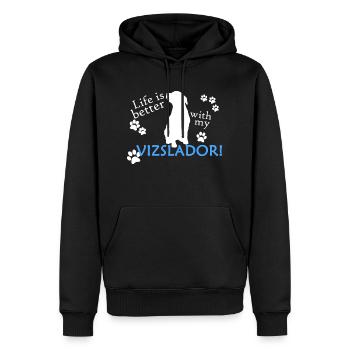 Life is better with my Vizslador - Männer Premium Bio Hoodie - Schwarz - Vorne - Nico (187cm)