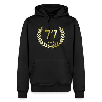 77 Zahl Kranz - Männer Premium Bio Hoodie - Schwarz - Vorne - Nico (187cm)