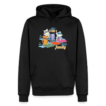 équipe famille chat surf chef mère - Sweat à capuche Premium bio Homme - noir - Devant - Nico (187cm)
