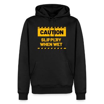 ATTENTION glissant lorsqu’il est mouillé - Sweat à capuche Premium bio Homme - noir - Devant - Nico (187cm)