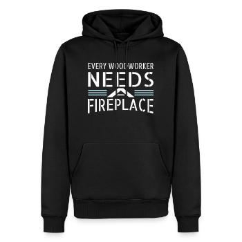 devis ébéniste laisse jouer les t-shirts de charpentier - Sweat à capuche Premium bio Homme - noir - Devant - Nico (187cm)