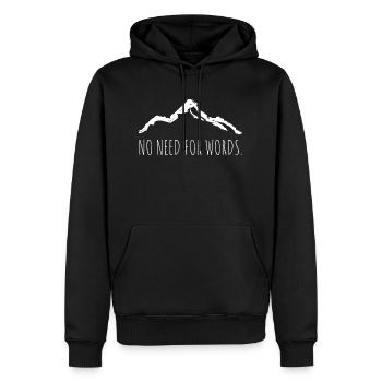 MOUNTAIN LOVER - No Need For Words - Men’s Premium Organic Hoodie - black - Front - Nico (187cm)