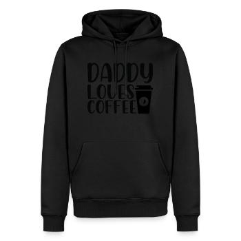 Daddy loves Coffee - Men’s Premium Organic Hoodie - black - Front - Nico (187cm)