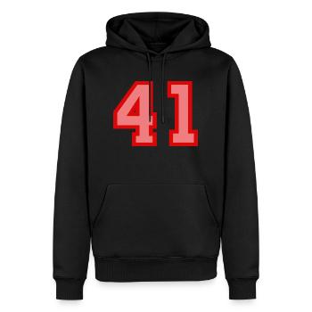 Cool Retro Retrostyle Numéro de maillot numéro de dos - Sweat à capuche Premium bio Homme - noir - Devant - Nico (187cm)