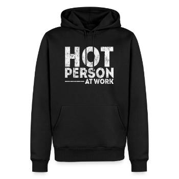 Personne chaude au travail 3 - Sweat à capuche Premium bio Homme - noir - Devant - Nico (187cm)