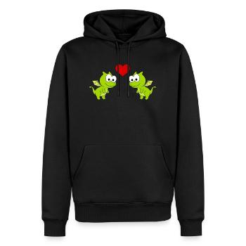 Drache Comic Paar liebe - Männer Premium Bio Hoodie - Schwarz - Vorne - Nico (187cm)