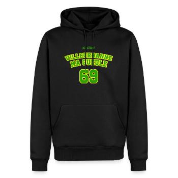 T-shirt personnalisé Villeurbanne 🏀 ⭐ Rhône Lyon - Sweat à capuche Premium bio Homme - noir - Devant - Nico (187cm)