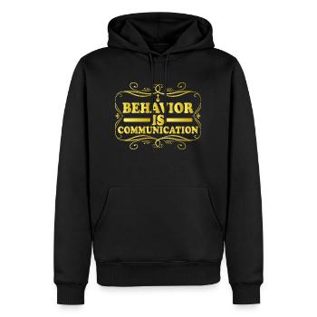 Le comportement est la communication 11 - Sweat à capuche Premium bio Homme - noir - Devant - Nico (187cm)