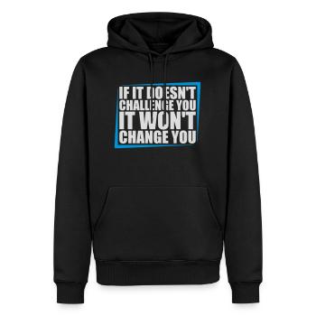 Séance d’entraînement Fitness Motivation Citation - Sweat à capuche Premium bio Homme - noir - Devant - Nico (187cm)