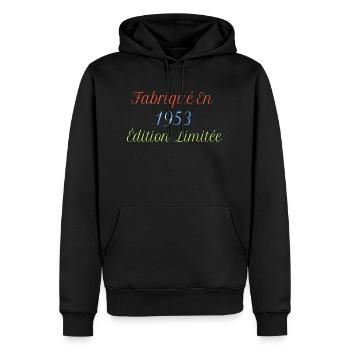 Rétro Fabriqué En 1953 Édition Limitée Présente - Männer Premium Bio Hoodie - Schwarz - Vorne - Nico (187cm)