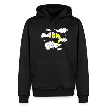 Mond im Sternenhimmel - Männer Premium Bio Hoodie - Schwarz - Vorne - Nico (187cm)