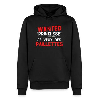 tee shirt homme celibataire Recherche princesse - Sweat à capuche Premium bio Homme - noir - Devant - Nico (187cm)