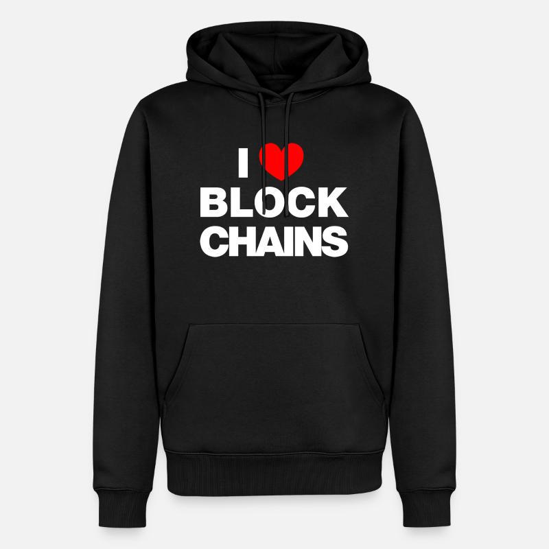 J’adore les Blockchains - Sweat à capuche Premium bio Homme - noir