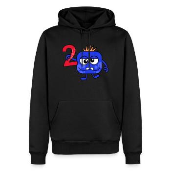Funny Cartoon Blue Number Two Monster - Men’s Premium Organic Hoodie - black - Front - Nico (187cm)