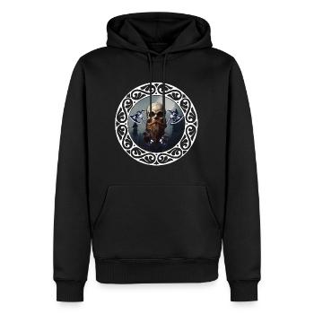Wikinger Skellet Krieger mit Odins Raben - Männer Premium Bio Hoodie - Schwarz - Vorne - Nico (187cm)