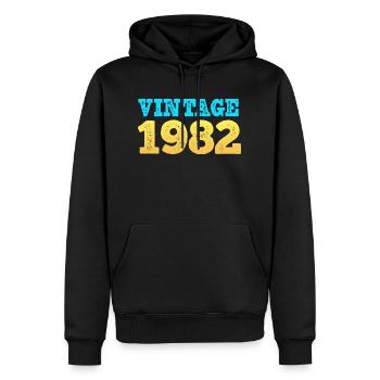 Jahrgang 1982 - Männer Premium Bio Hoodie - Schwarz - Vorne - Nico (187cm)