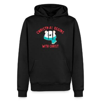Christmas Begins With Christ - Sweat à capuche Premium bio Homme - noir - Devant - Nico (187cm)
