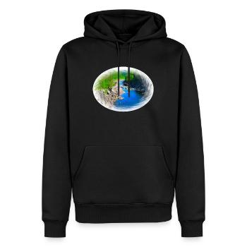 Une rivière qui coule à travers une vallée dans le désert norvégien - Sweat à capuche Premium bio Homme - noir - Devant - Nico (187cm)