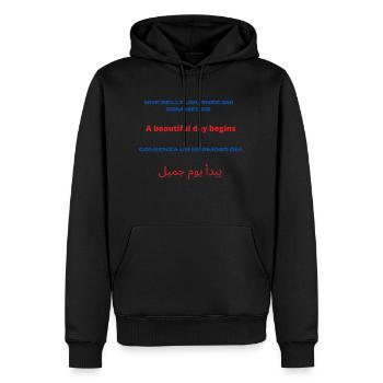 Une belle journée qui commence - Sweat à capuche Premium bio Homme - noir - Devant - Nico (187cm)