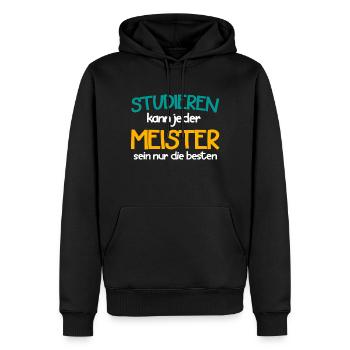 meister sein nur die besten - Männer Premium Bio Hoodie - Schwarz - Vorne - Nico (187cm)