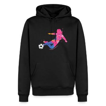Femme football - Sweat à capuche Premium bio Homme - noir - Devant - Nico (187cm)