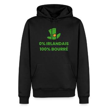cadeau homme trèfle irlande pour la saint patrick - Sweat à capuche Premium bio Homme - noir - Devant - Nico (187cm)