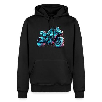 La saison moto du futur aujourd’hui - Sweat à capuche Premium bio Homme - noir - Devant - Nico (187cm)