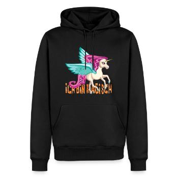Süßes Einhorn mit Spruch "Ich bin Magisch" Unicorn - Männer Premium Bio Hoodie - Schwarz - Vorne - Nico (187cm)