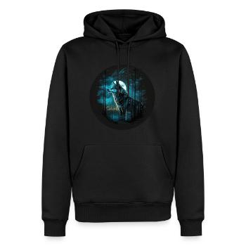 Midnight Wolf - Men’s Premium Organic Hoodie - black - Front - Nico (187cm)