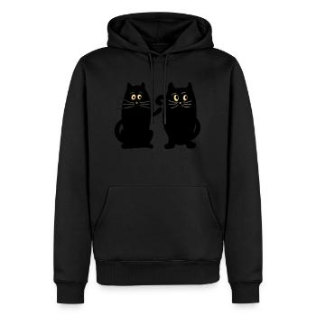Chats - Sweat à capuche Premium bio Homme - noir - Devant - Nico (187cm)