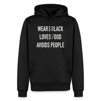 Wears black - Männer Premium Bio Hoodie - Schwarz - Vorne - Nico (187cm)
