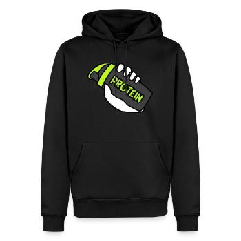 Protein Shaker: Alimentez votre parcours de remise en forme! - Sweat à capuche Premium bio Homme - noir - Devant - Nico (187cm)