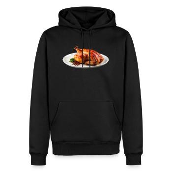 Ein gebratener Dino auf dem Teller - Männer Premium Bio Hoodie - Schwarz - Vorne - Nico (187cm)