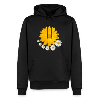 orange blooming marigold daisy flower floral - Men’s Premium Organic Hoodie - black - Front - Nico (187cm)