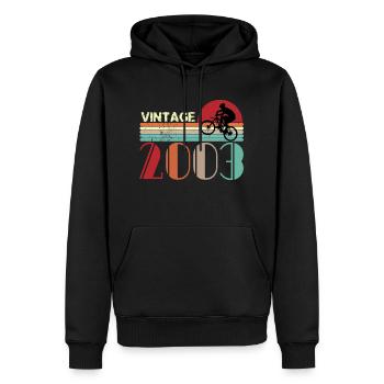 Vintage Birthday rétro sunset design - Sweat à capuche Premium bio Homme - noir - Devant - Nico (187cm)