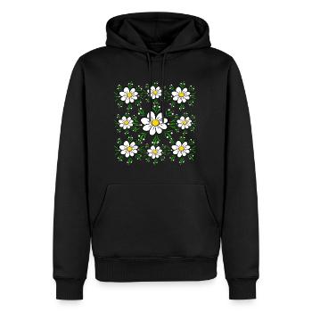 Daisies, daisies, flower tendrils, floral, floral - Men’s Premium Organic Hoodie - black - Front - Nico (187cm)