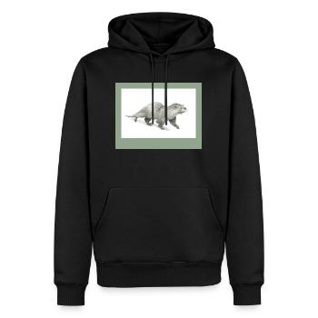 230909 Loutre 3 - Sweat à capuche Premium bio Homme - noir - Devant - Nico (187cm)