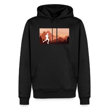 Trail Run Ultra Running Berg Trekking Laufen - Männer Premium Bio Hoodie - Schwarz - Vorne - Nico (187cm)